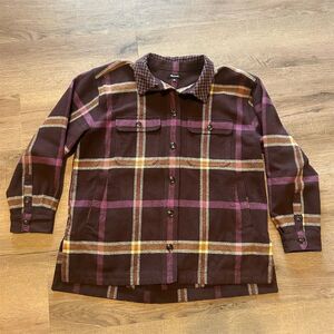 Madewell Women's Plaid Shirt Jacket Purple Standard Size L Shacket